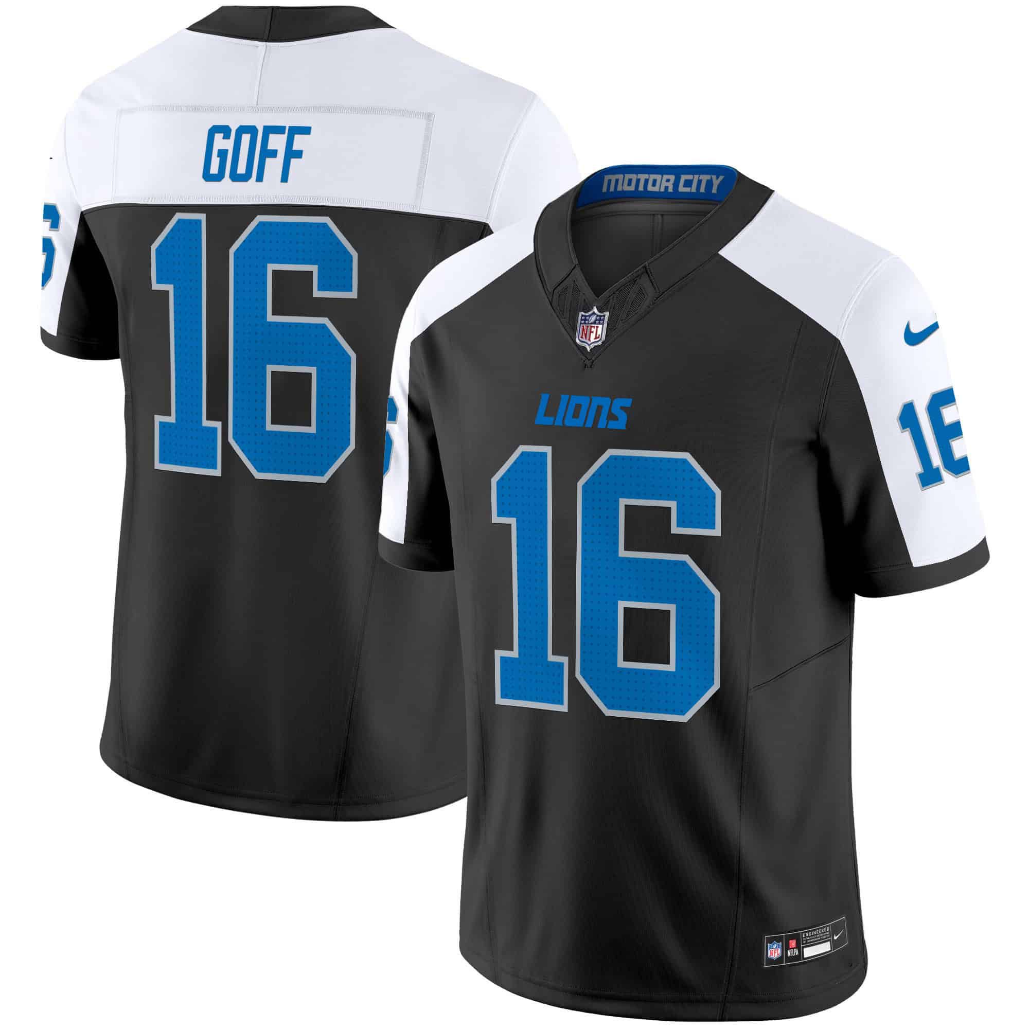 Men Detroit Lions #16 Goff Black 2024 Nike Vapor Limited NFL Jersey